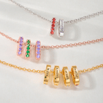 Personalised Sterling Silver Engraved Name Birthstone 1-8 Oval Rings Necklace Daily Wear Birthday Gift for Mum Gran