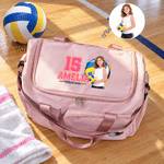 Personalized Ball Sport Photo Large Multi-Compartment Travel Bag with Name and Shoulder Strap Birthday Gift for Sports Lovers