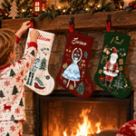 Personalized Christmas Theme Nutcracker Stocking with Name Home Decoration Christmas Gift for Kid Family