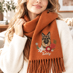 Personalised Floral Watercolor Pet Photo Scarf with Name Winter Daily Use Christmas Birthday Gift for Pet Owners Lovers Women 1
