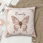 Personalized Retro Butterfly Birth Flower Soft Throw Pillow Cover with Name Home Decor Birthday Gift for Friend Family