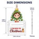 Personalised 3D-Style Art Photo A Few Bucks for Christmas Acrylic Money Holder Ornament with Name Christmas Gift for Kids