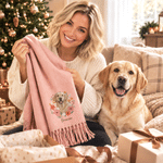 Personalised Floral Watercolor Pet Photo Scarf with Name Winter Daily Use Christmas Birthday Gift for Pet Owners Lovers Women 2