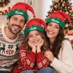 Personalized Classic Christmas Style Name Soft Christmas Hat with Golden Bell Christmas Party Gift for Family