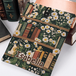 Personalized Vintage Birth Flower Bookshelf Book Sleeve with Name and Button Reading Accessory Birthday Gift for Book Lovers Students 5