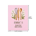Personalised Minimalist Embroidery Effect Artwork Baking Tools Birth Flower Notebook with Name Kitchen Planner Birthday Gift for Cooking Lovers Mum