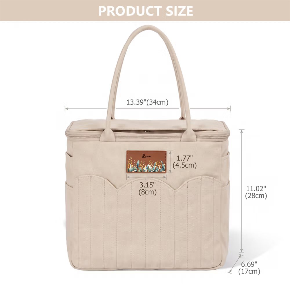 Personalised Watercolor Birth Flower Multi-Compartment Canvas Storage Bag with PU Leather Name Label Birthday Gift for Knitting Lover Gran 9