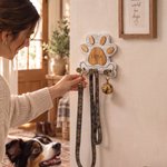 Porte-laisse en bois personnalisé en forme de patte de chiot, avec nom gravé et 3 crochets : cadeau de Noël ou de pendaison de crémaillère pour les propriétaires d'animaux de compagnie
