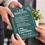 Personalized I Am Resilient Motivational Quote A5 Notebook with Name and 100 Lined Pages Daily Use Birthday Gift for Family Women Friends