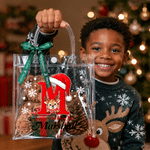 Personalized Snowflake Reindeer Waterproof Large Capacity Ribbon Gift Bag with Name and Initial Christmas Gift for Kids Children