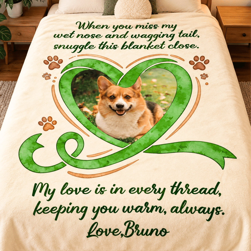 Coperta morbida personalizzata con foto, motivo multicolore a cuori e impronte di zampe, con nome: decorazione per la casa, regalo di compleanno o commemorativo per gli amanti degli animali domestici 3