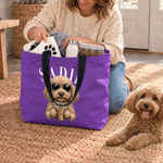 Sac fourre-tout de grande capacité personnalisé sur le thème du café, avec photo de votre animal et son nom — Idéal pour un usage quotidien, les voyages ou comme cadeau d'anniversaire pour les amoureux des animaux, la famille et les amis