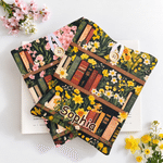 Personalized Vintage Birth Flower Bookshelf Book Sleeve with Name and Button Reading Accessory Birthday Gift for Book Lovers Students 6