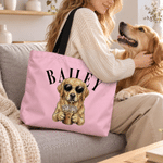 Sac fourre-tout de grande capacité personnalisé sur le thème du café, avec photo de votre animal et son nom — Idéal pour un usage quotidien, les voyages ou comme cadeau d'anniversaire pour les amoureux des animaux, la famille et les amis
