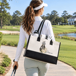 Personalized Golf Cart Birth Flower Large Tote Bag Portable with Name Travel Accessories Birthday Gift for Women Golf Lovers