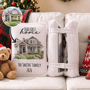 Personalised Our First Home House Photo Book-Shaped Soft Cushion with Year and Text Housewarming Christmas Gift for Family Friends