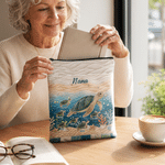 Personalised Mum Sea Turtle and 1-10 Baby Sea Turtles Book Sleeve with Title and Name Daily Use Birthday Gift for Book Lover Grandma Mum