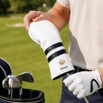 Housse de tête de club de golf en cuir synthétique personnalisée avec photo d'animal de compagnie peinte à l'aquarelle et nom – Cadeau d'anniversaire ou pour un jour de match, idéal pour les golfeurs et les propriétaires d'animaux de compagnie