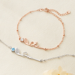 Personalised Golf Club Birthstone Sterling Silver Bracelet with Name Dainty Jewellery Team Birthday Anniversary Gift for Mum Wife Girlfriend Friend