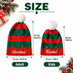 Personalised Embroidery Little Bell White Fluffy Ball Santa Hat with Name Christmas Party Gift for Family 7