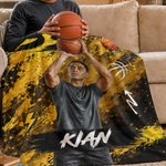 Personalized Graffiti Oil Painting Style Photo Soft Throw Blanket with Name Basketball Club Birthday Gift for Basketball Players 5