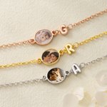 Personalized Heat-Activated Hidden Photo 3D Bubble Initial Sterling Silver Bracelet with Text Birthday Anniversary Gift for Her Pet Lover 2
