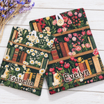 Personalized Vintage Birth Flower Bookshelf Book Sleeve with Name and Button Reading Accessory Birthday Gift for Book Lovers Students 1