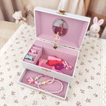 Personalized Ballerina Flower Rabbit Crown Musical Jewellery Box with Name and Makeup Mirror Daily Use Birthday Gift for Ballet Lovers Girls