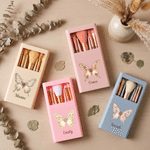 Personalized Butterfly Birth Flower Name 5 Pcs Makeup Brush Set with Travel Storage Box and Mirror Daily Use Birthday Gift for Women Girls