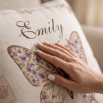 Personalized Retro Butterfly Birth Flower Soft Throw Pillow Cover with Name Home Decor Birthday Gift for Friend Family
