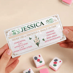 Personalized Mother of Pearl Design Birth Flower Mahjong Line Reader with Name Mahjong Group Game Night Gift for Mahjong Lovers