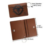 Personalized Western Cow Skull Geometric Pattern PU Leather Wallet Keychain with Letter Portable Accessories Travel Birthday Gift for Family Friends