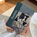 Personalized Oil Painting Pet Reading in Bed Kindle Case with Name and Photo for Multiple Models Daily Use Birthday Christmas Gift for Pet Lovers