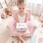 Personalized Ballerina Flower Rabbit Crown Musical Jewellery Box with Name and Makeup Mirror Daily Use Birthday Gift for Ballet Lovers Girls