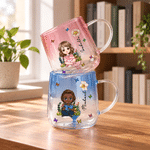 Personalised Birth Flower Stereoscopic Heart Reading Character Gradient Colour 15 oz Glass Mug with Name Daily Use Birthday Christmas Gift for Reader 2