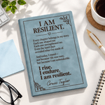 Personalized I Am Resilient Motivational Quote A5 Notebook with Name and 100 Lined Pages Daily Use Birthday Gift for Family Women Friends