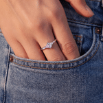 Personalised Double Triangle Birthstone Sterling Silver Ring with Text Anniversary Birthday Wedding Gift for Girlfriend Bridesmaid
