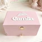 Personalized Ballerina Flower Rabbit Crown Musical Jewellery Box with Name and Makeup Mirror Daily Use Birthday Gift for Ballet Lovers Girls
