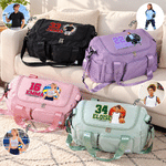 Personalized Ball Sport Photo Large Multi-Compartment Travel Bag with Name and Shoulder Strap Birthday Gift for Sports Lovers