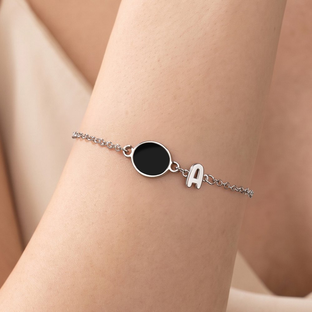 Personalized Heat-Activated Hidden Photo 3D Bubble Initial Sterling Silver Bracelet with Text Birthday Anniversary Gift for Her Pet Lover 8