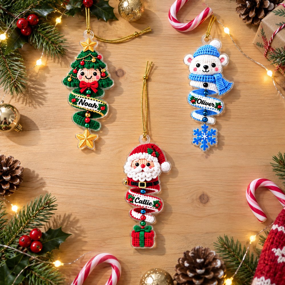 Personalised Cute Santa Claus Gingerbread Man Christmas Tree Ornament with Name Christmas Stocking Gift for Family Kids 2