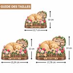 Plaque en bois personnalisée avec photo et texte - Design floral et d'animal endormi - Cadeau commémoratif pour les amoureux d'animaux de compagnie