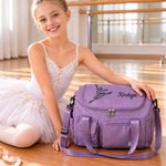 Sac de voyage personnalisé à plusieurs compartiments sur le thème du ballet, avec prénom et bandoulière : un cadeau d'anniversaire indispensable pour les passionnés de ballet