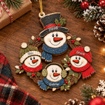 Personalised Snowman Family Wreath Wooden Christmas Ornament with Name Home Decor Christmas Gift for Family Grandma Grandpa 5