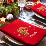 Personalized 3D-Style Artwork Christmas Beaded Initial 100% Cotton Christmas Napkin with Name Table Decor Christmas Gift for Family Friends