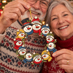 Personalised Snowman Family Wreath Wooden Christmas Ornament with Name Home Decor Christmas Gift for Family Grandma Grandpa 8