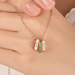 Personalised Sterling Silver Engraved Name Birthstone 1-8 Oval Rings Necklace Daily Wear Birthday Gift for Mum Gran