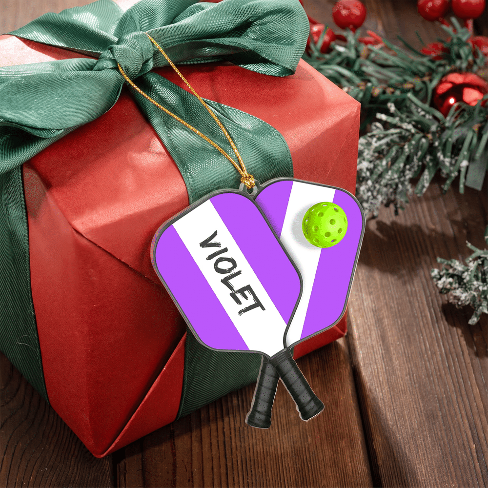 Adorno acrílico 2D personalizado y colorido con forma de raqueta de pickleball y nombre: regalo de Navidad para jugadores y entrenadores de pickleball 6