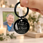Personalised Heart Wing Photo Round Keyring Bag Tag with Nickname and Text Memorial Sympathy Gift for Dad Mum Family 6