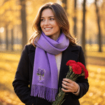 Bufanda personalizada, cálida y suave, con motivos de pintura al óleo, flores de nacimiento y borlas, con nombre; ideal para el día a día, regalo de invierno para familiares y amigos 5